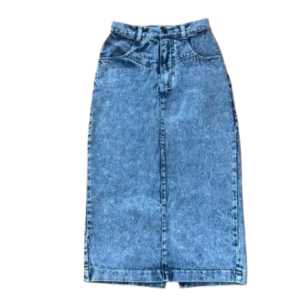 Vintage Blue Denim Pencil Skirt